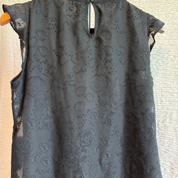 Elle Black Beaded Women's Ruffle Sleeve Blouse - Picture 7 of 10